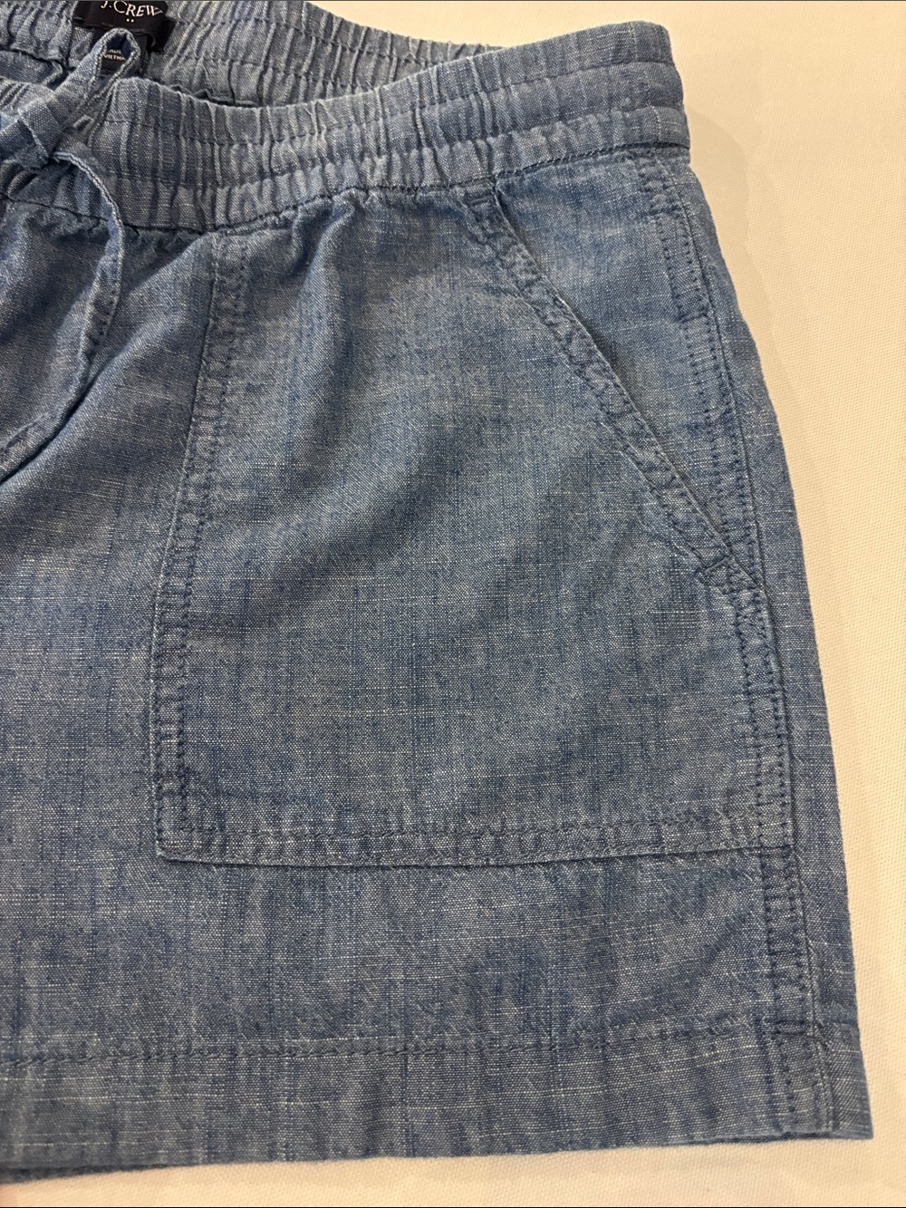 J. Crew Women’s High-Waist Drawstring 3”Cotton Shorts - Denim Blue. Small - Picture 2 of 7